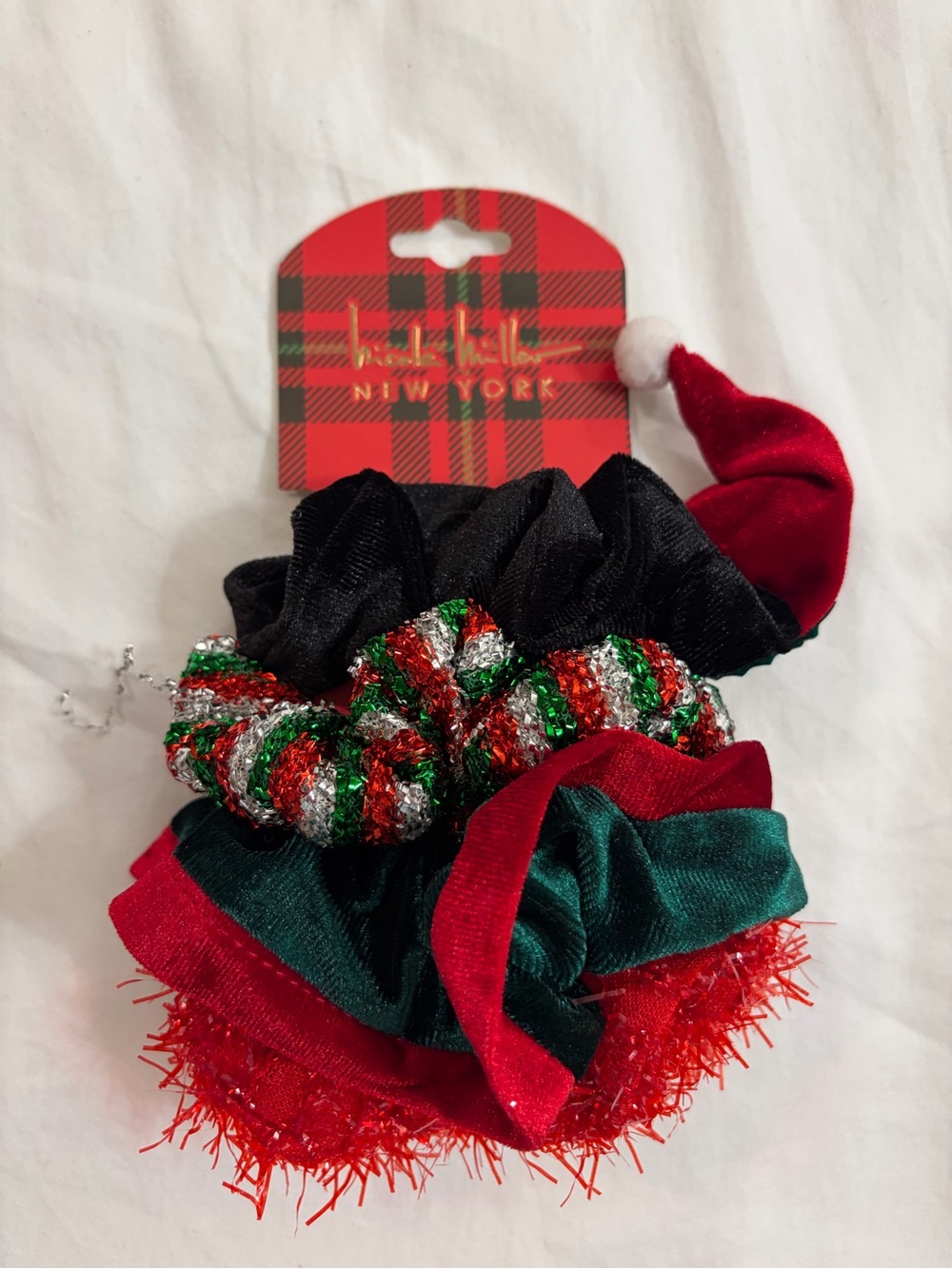 Nicole Miller New York Christmas Scrunchies Set Holiday Hair Accessories